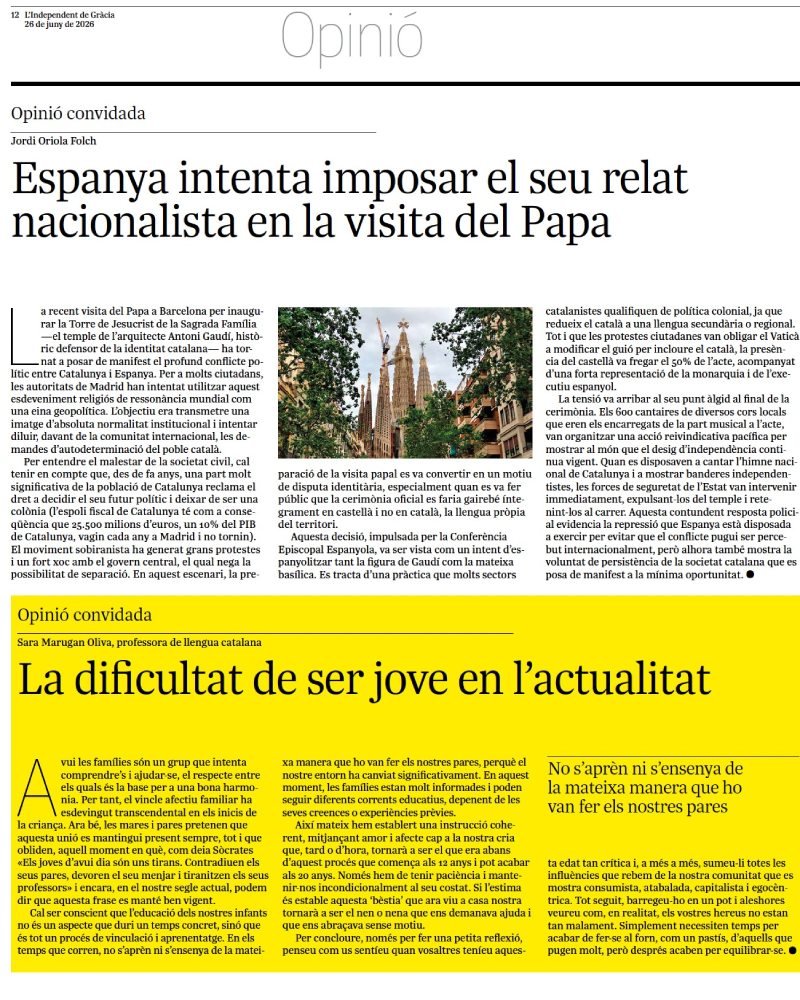 Entrevista a L'Independent de Gràcia